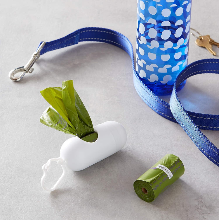 Dog Poop Bags with Dispenser and Leash Clip